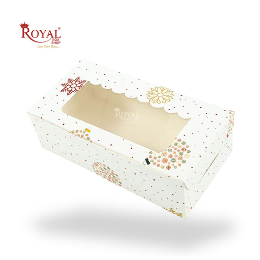 Christmas Theme 2pc Brownie Window Box I White I 6"x3"x1.75" Inches