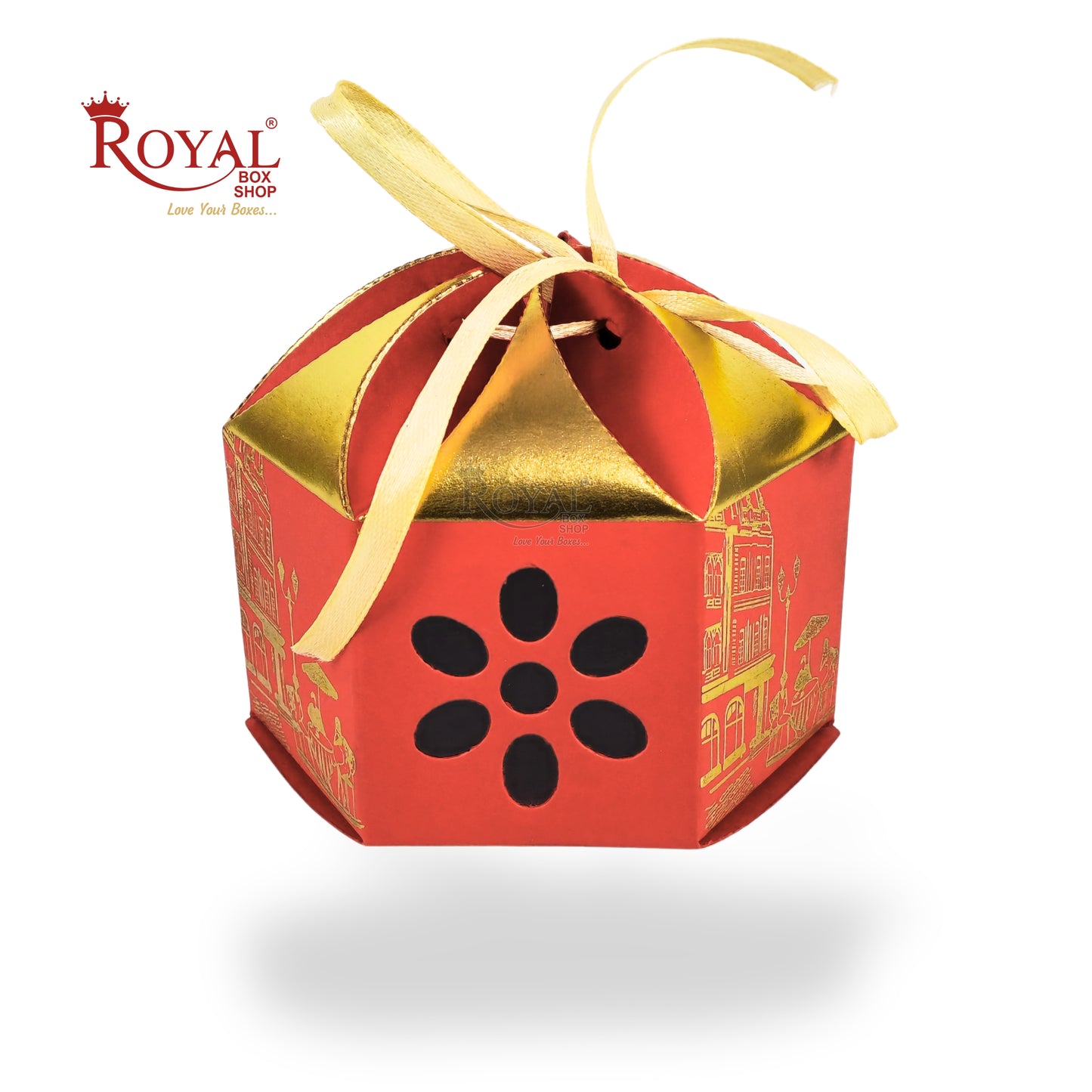 Royal Lotus Shape Gift Box I 3.5x3.5x2 Inch I Red I Paris Theme