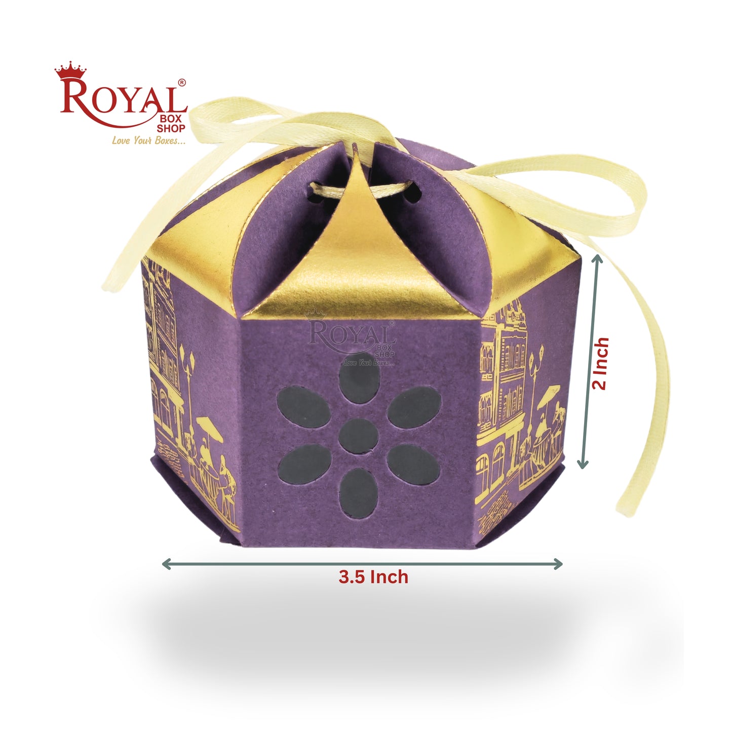 Royal Lotus Shape Gift Box I 3.5x3.5x2 Inch I Purple I Paris Theme