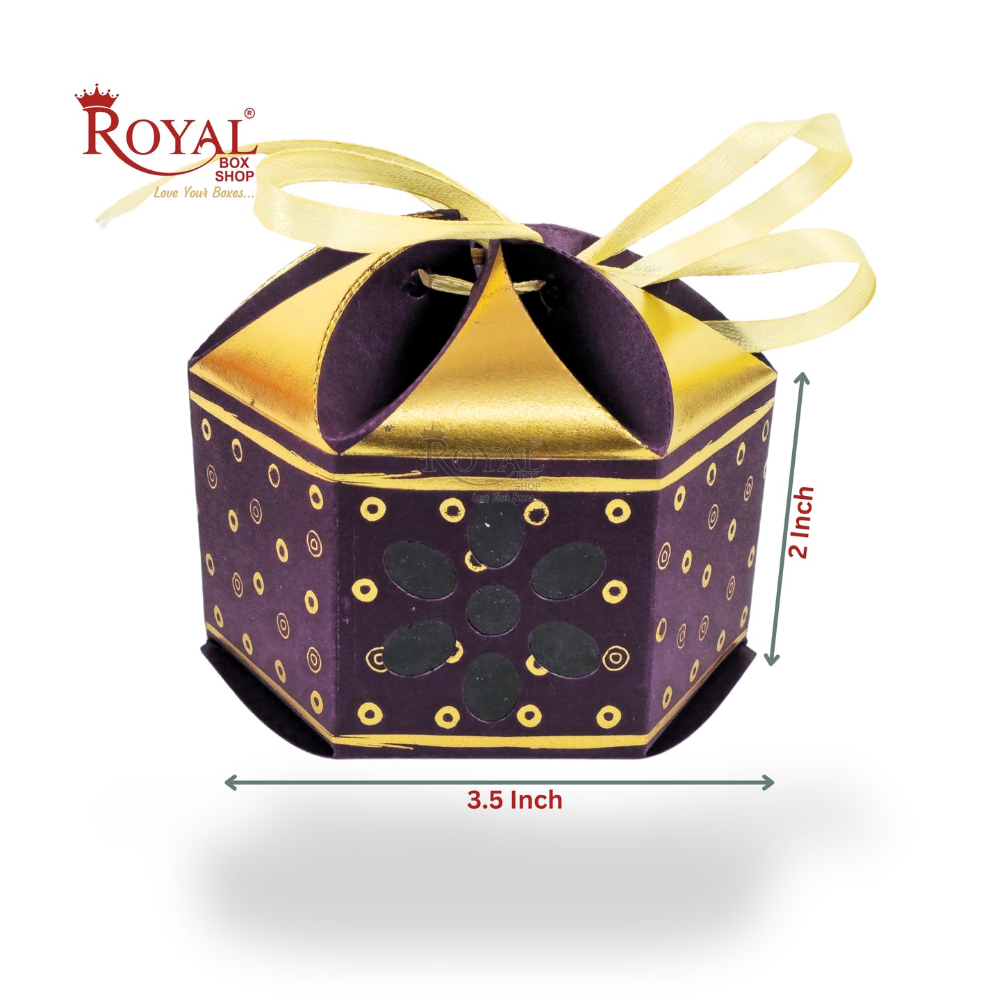 Royal Lotus Shape Gift Box I 3.5x3.5x2 Inch I Purple I Polka