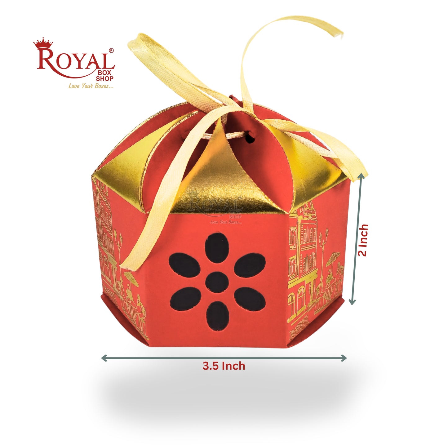 Royal Lotus Shape Gift Box I 3.5x3.5x2 Inch I Red I Paris Theme