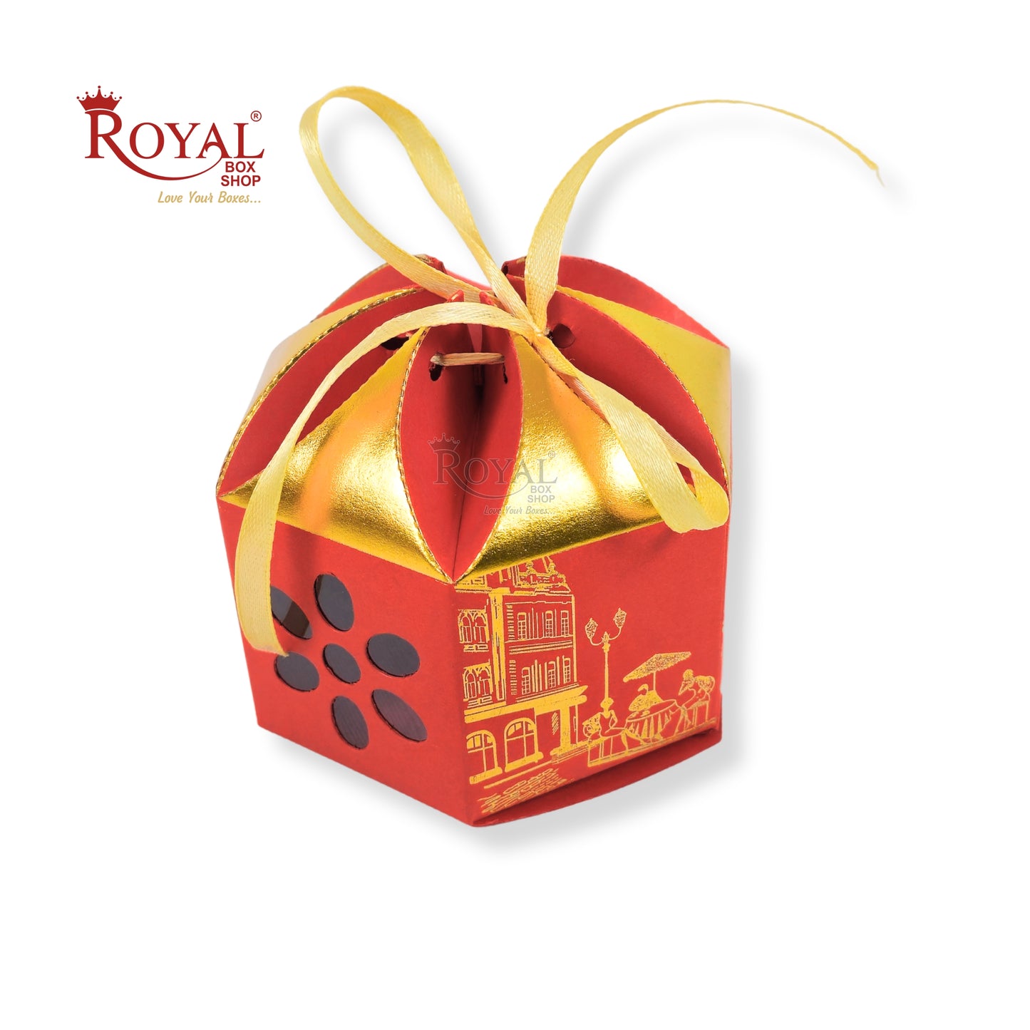 Royal Lotus Shape Gift Box I 3.5x3.5x2 Inch I Red I Paris Theme