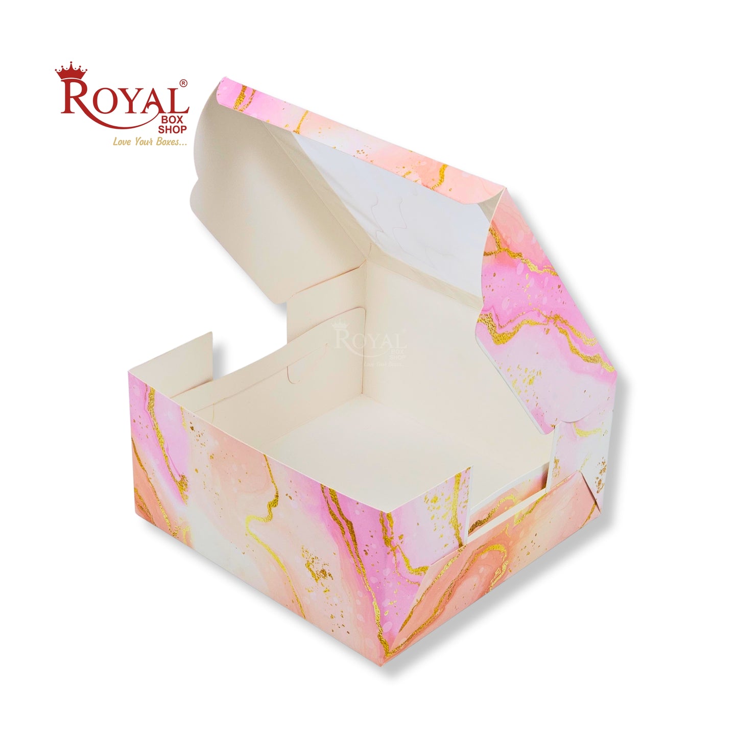Window Cake Box| 10x10x5 inches | Pink Marble Print | FBB