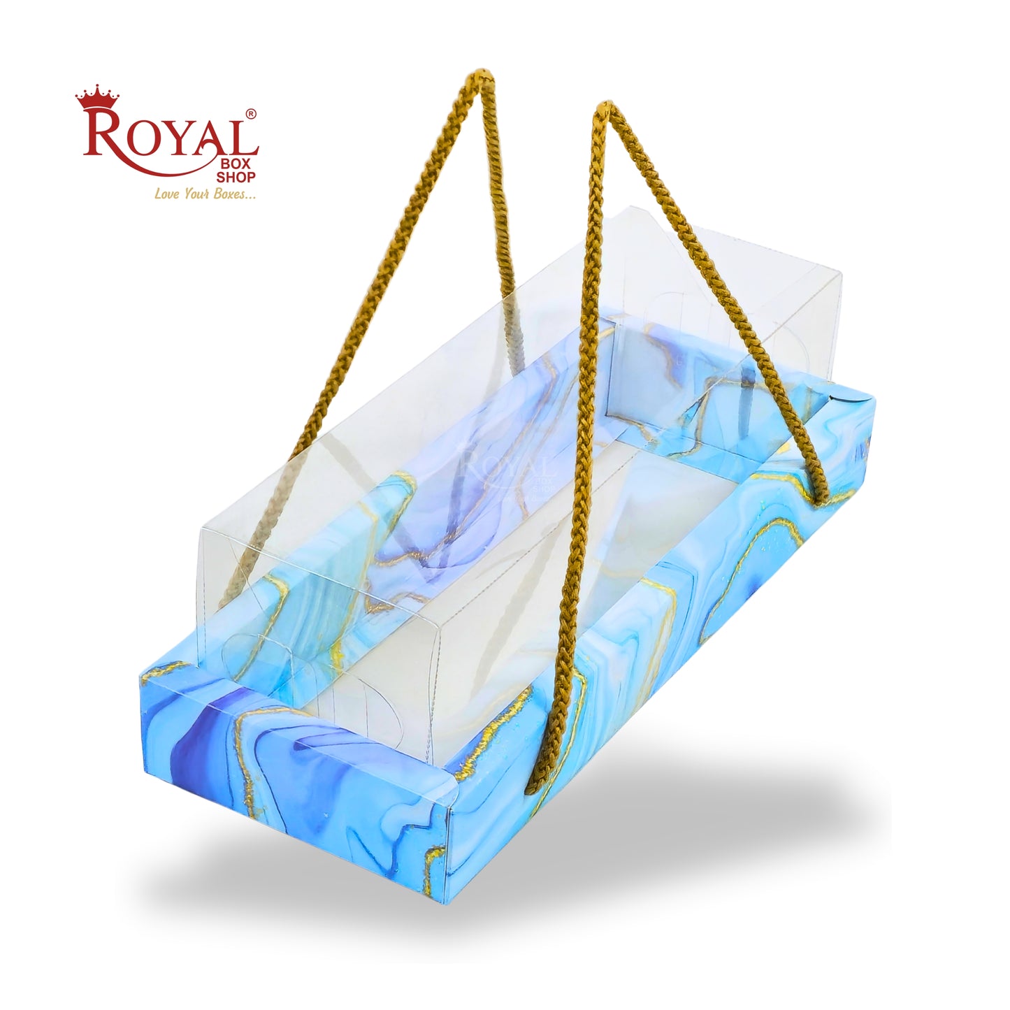 3 Mason Jar Gift Hamper Box With Thread | 10.5x3.5x3.5 Inches | Blue Marble Print