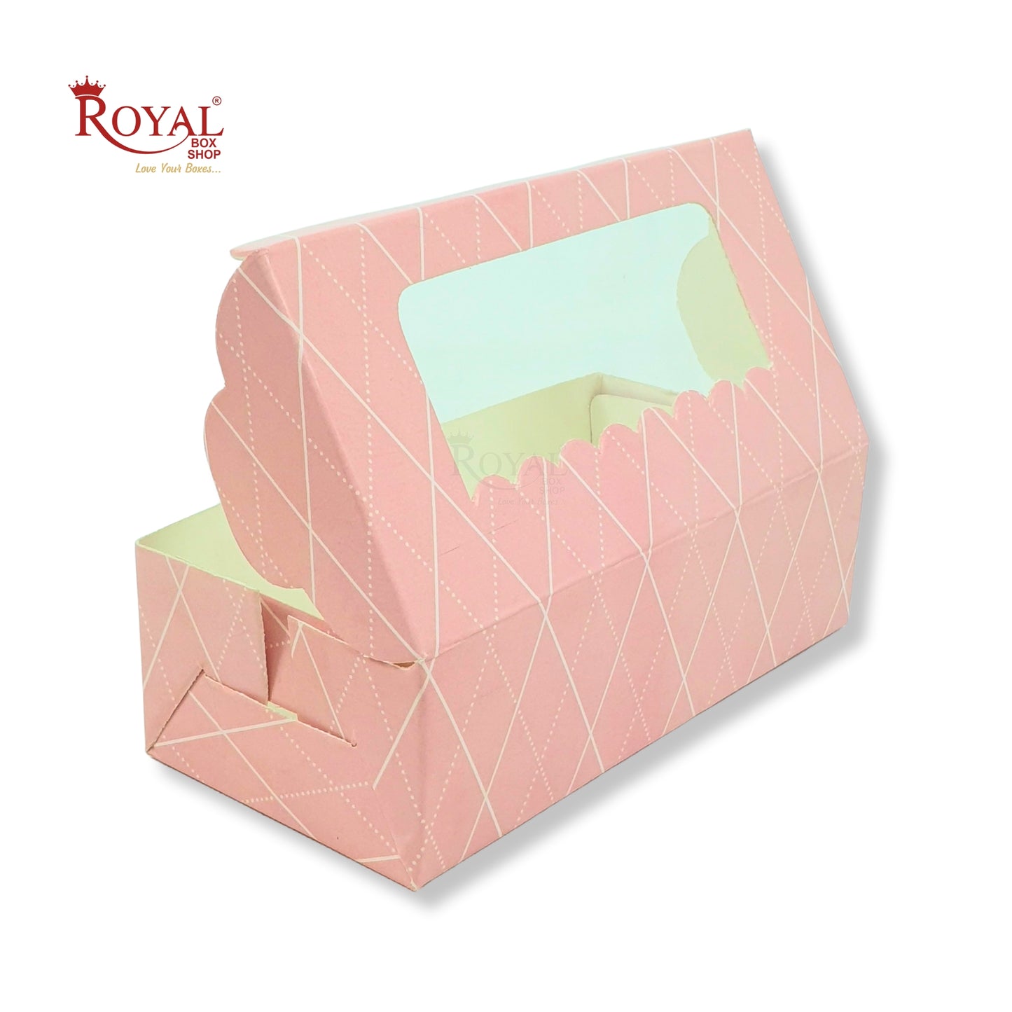 2pc Brownie Window Box | 6x3x1.75 inches | Pink Rhombus