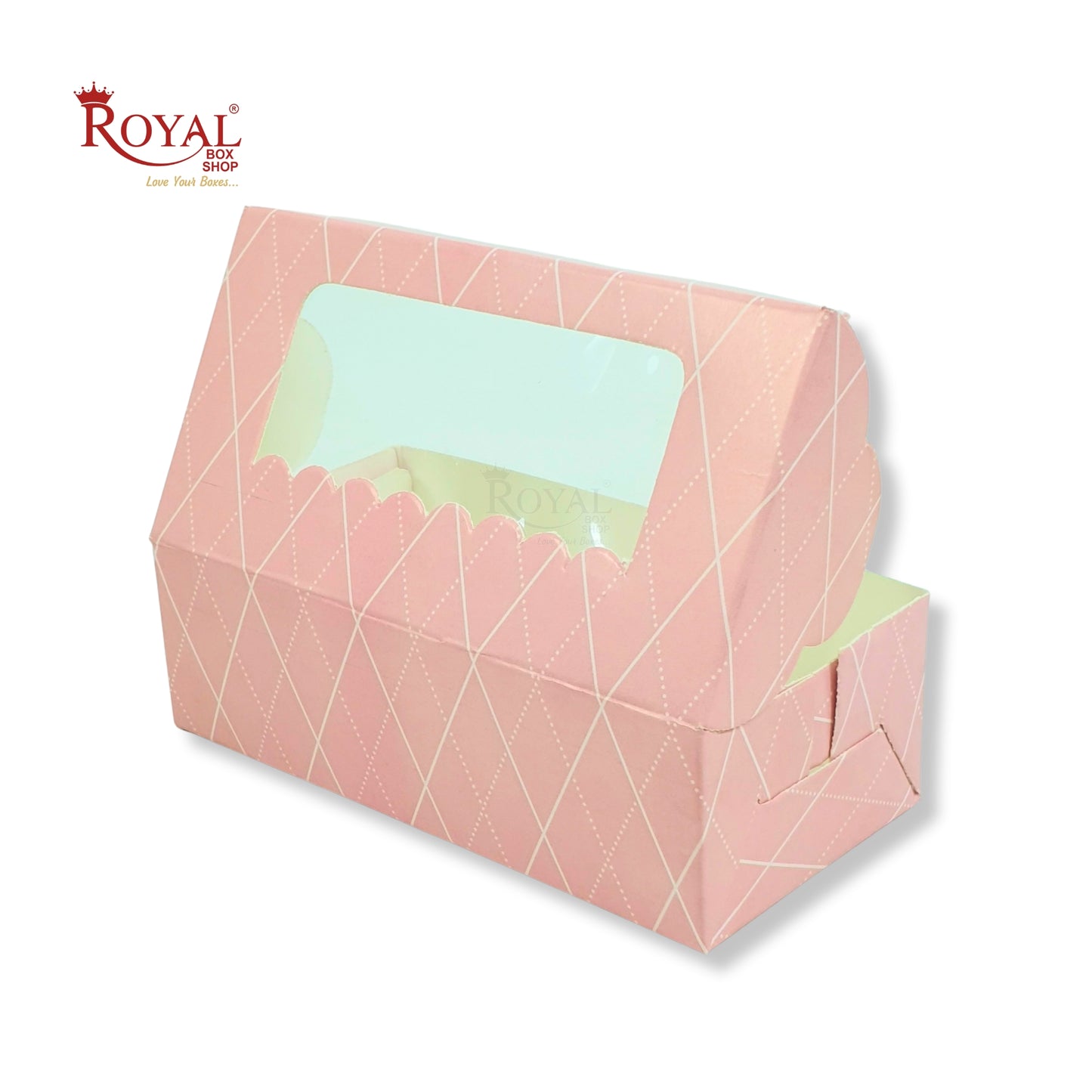 2pc Brownie Window Box | 6x3x1.75 inches | Pink Rhombus