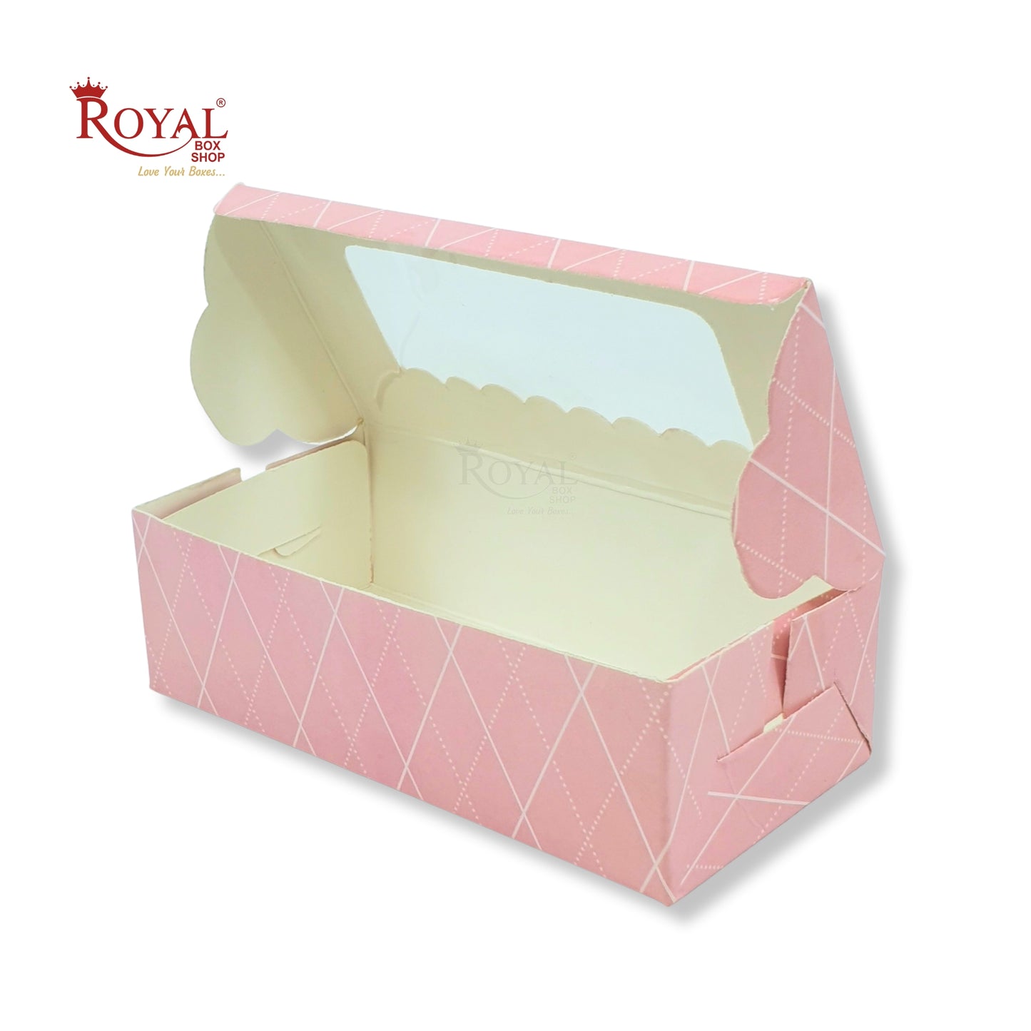 2pc Brownie Window Box | 6x3x1.75 inches | Pink Rhombus