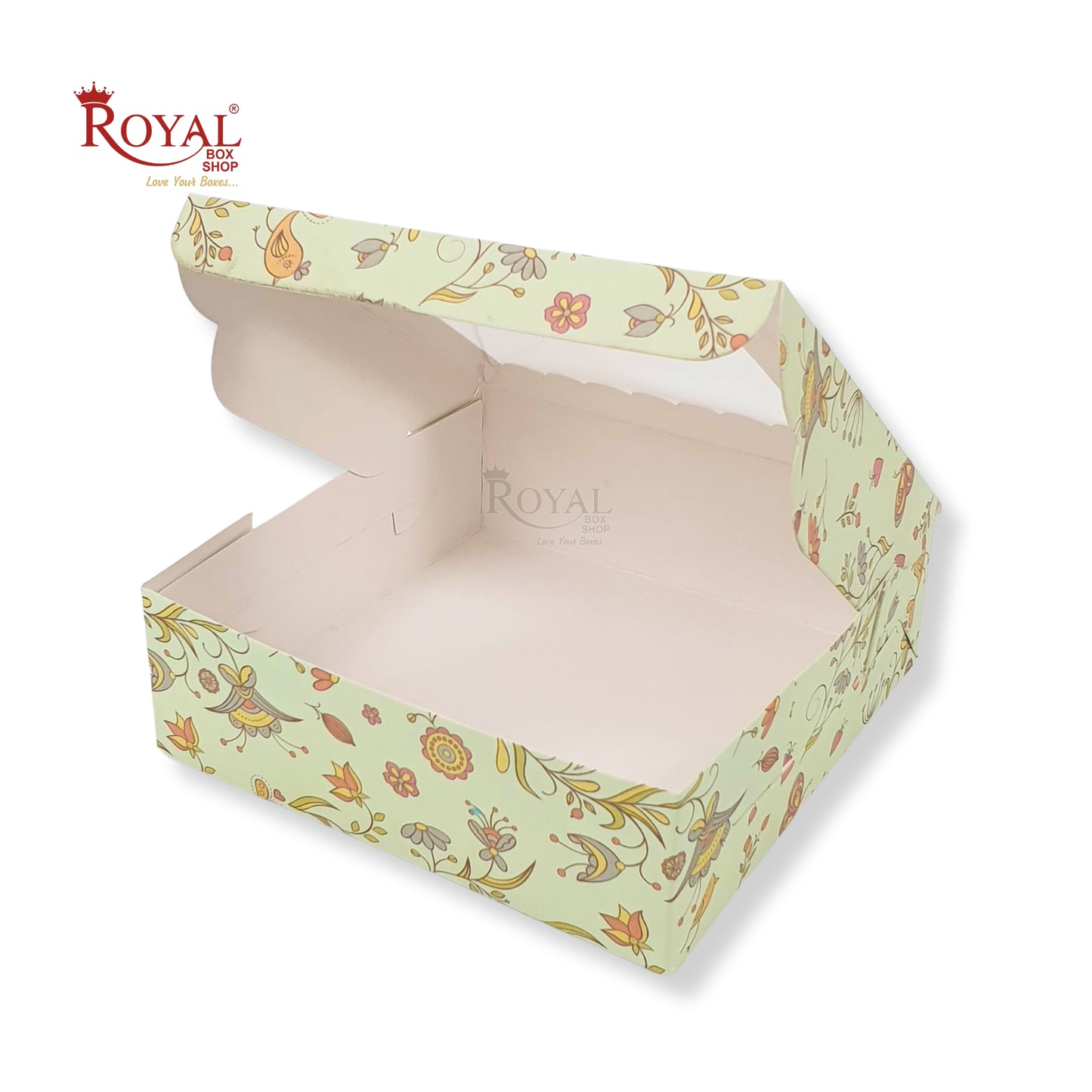 4pc Brownie Window Box I Green Floral I 6x6x1.75 Inches
