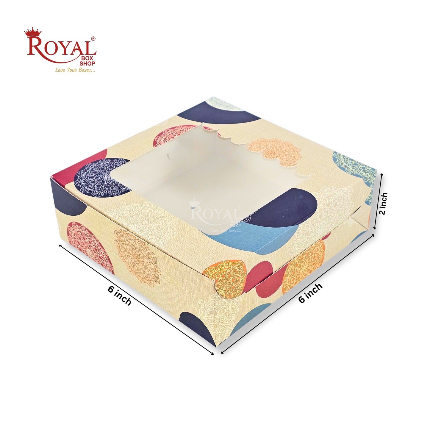 4pc Brownie Window Box | 6x6x2 inches | Mandla print