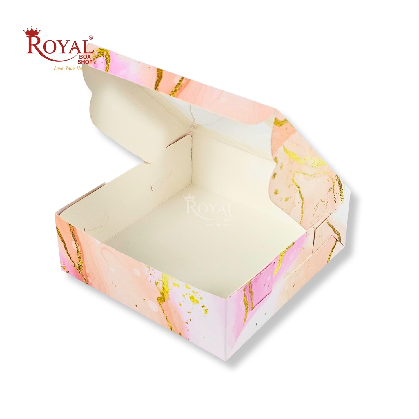4pc Brownie Window Box | 6x6x2 inches | Marble Pink