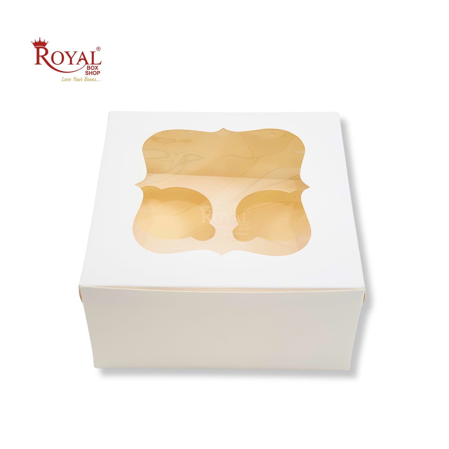 4 Cupcake Box With Window | 7x7x3.5 Inches | White