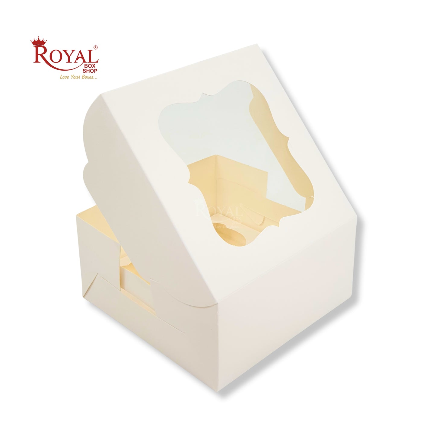4 Cupcake Box With Window | 7x7x3.5 Inches | White