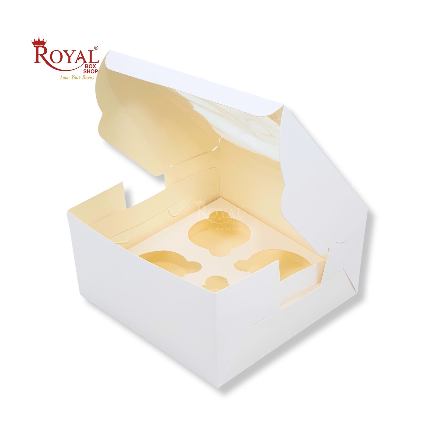 4 Cupcake Box With Window | 7x7x3.5 Inches | White
