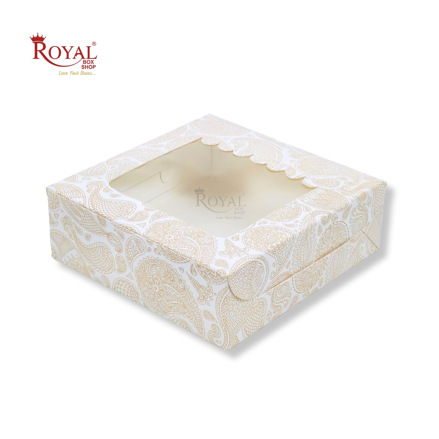 4pc Brownie Window Box I White With Floral Orange I 6x6x2 inches