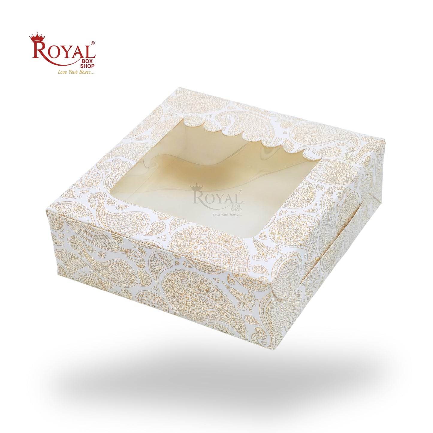 4pc Brownie Window Box I White With Floral Orange I 6x6x2 inches