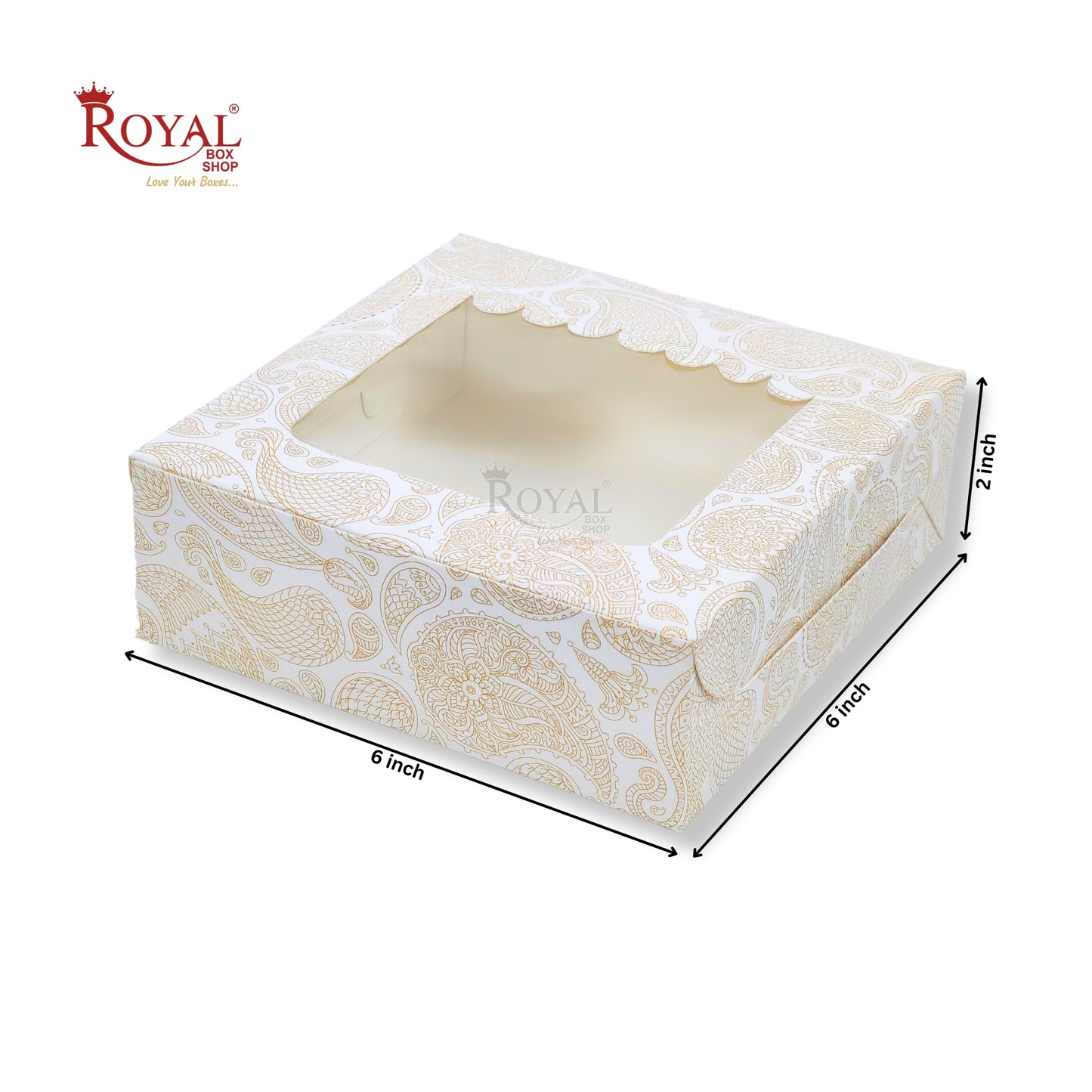 4pc Brownie Window Box I White With Floral Orange I 6x6x2 inches