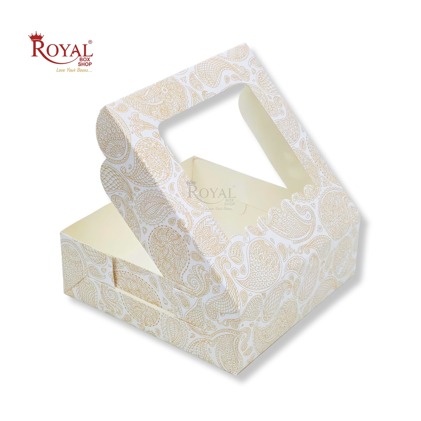 4pc Brownie Window Box I White With Floral Orange I 6x6x2 inches