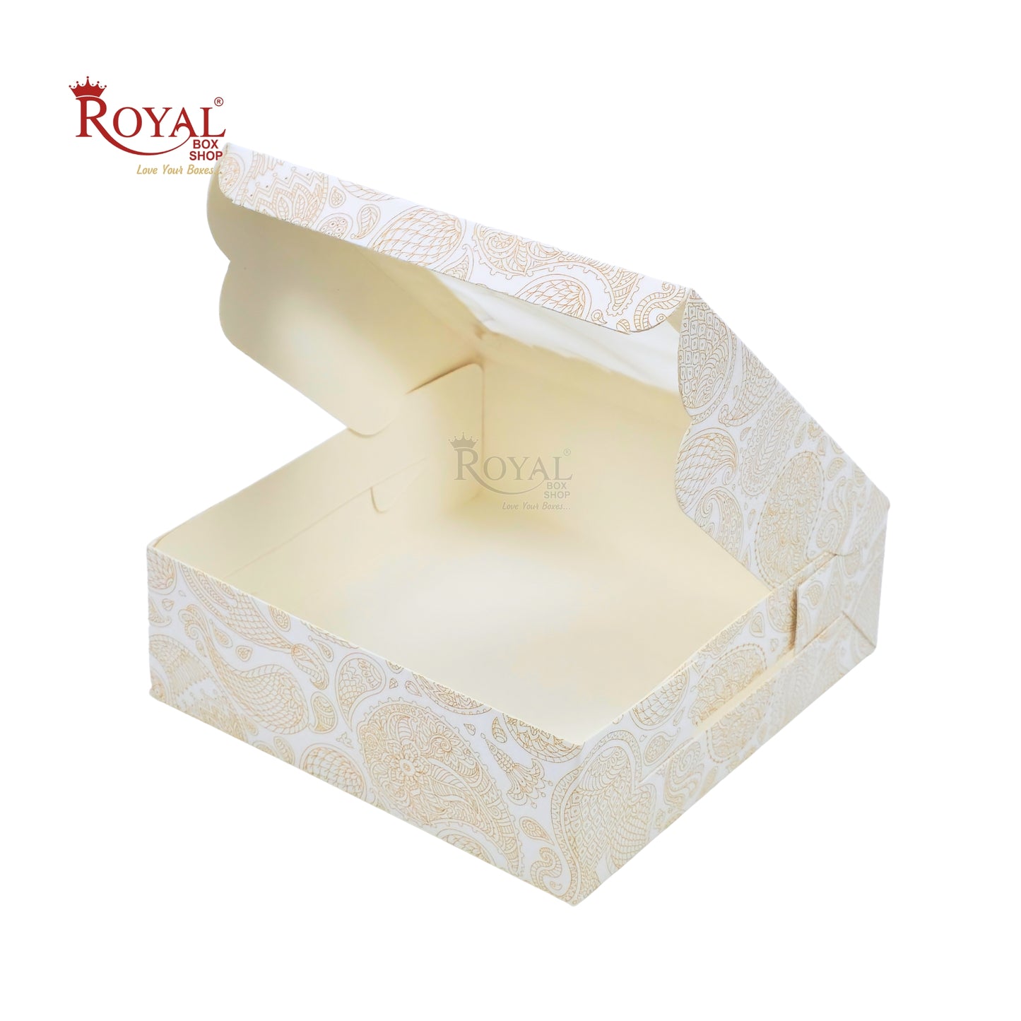 4pc Brownie Window Box I White With Floral Orange I 6x6x2 inches