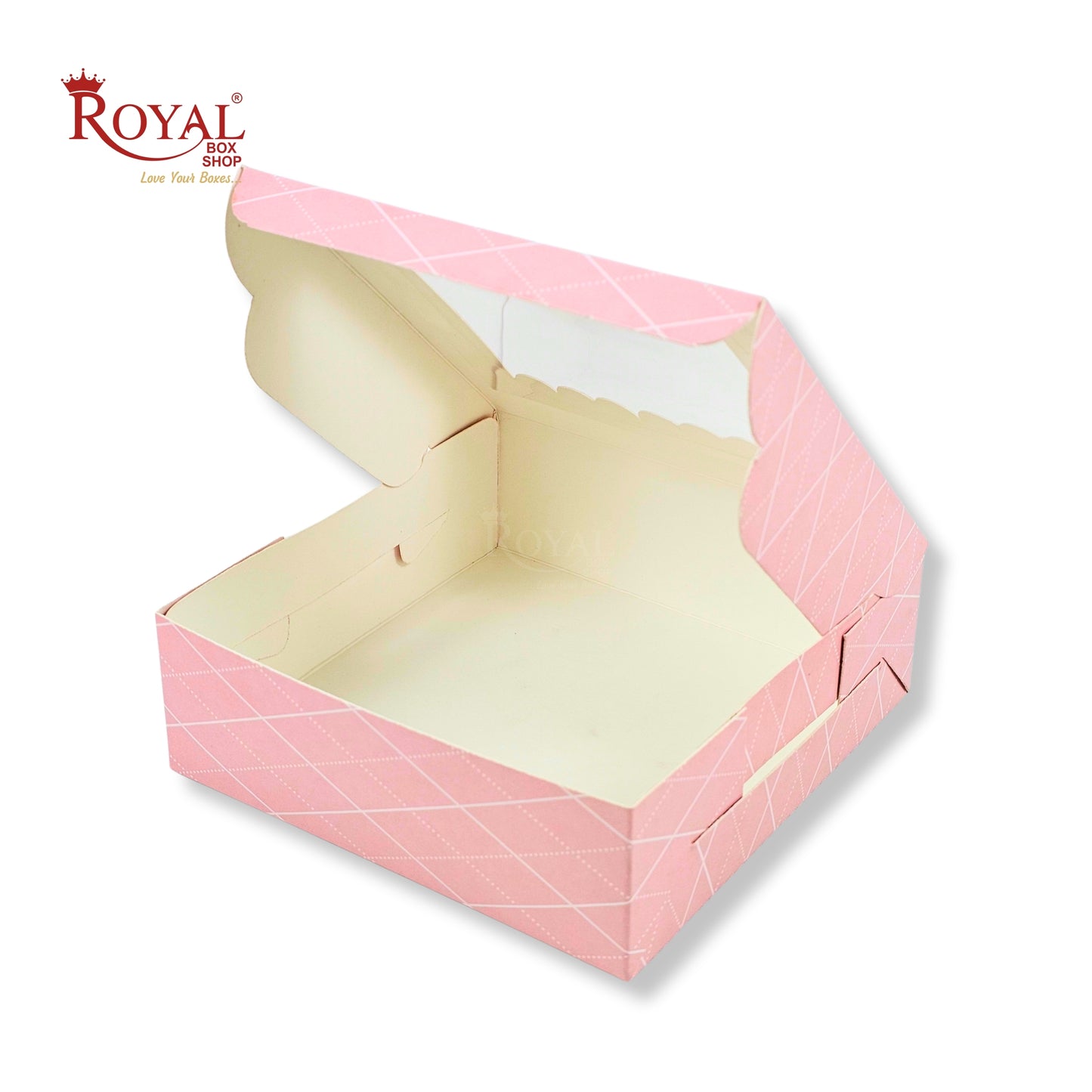 4pc Brownie Window Box | 6x6x2 inches | Pink Rhombus