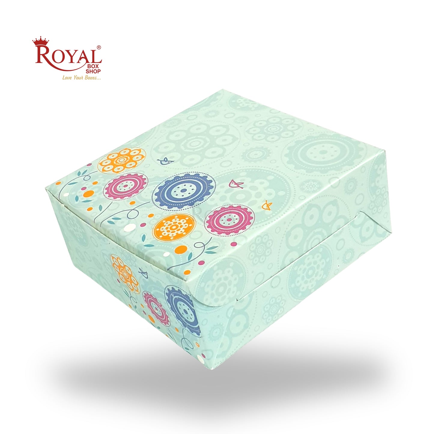 RoyalBoxShop® 4 Piece Laddu Box I Green Floral I 4x4x1.75 Inch