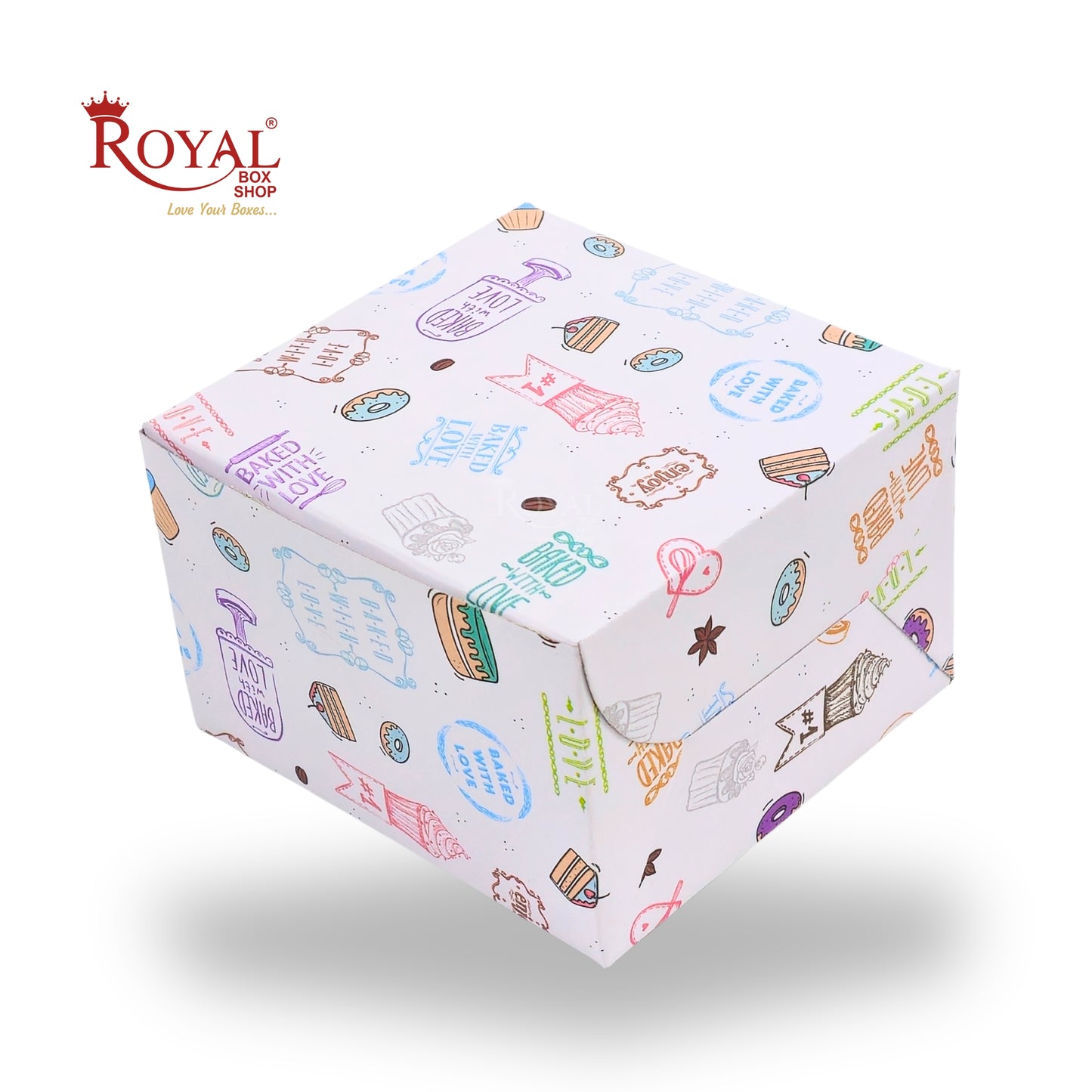 2 Pastry Box | 5.25x5x3.5 Inch | White with Floral Print | Mini Cake & Cookies Disposable Box | B2B