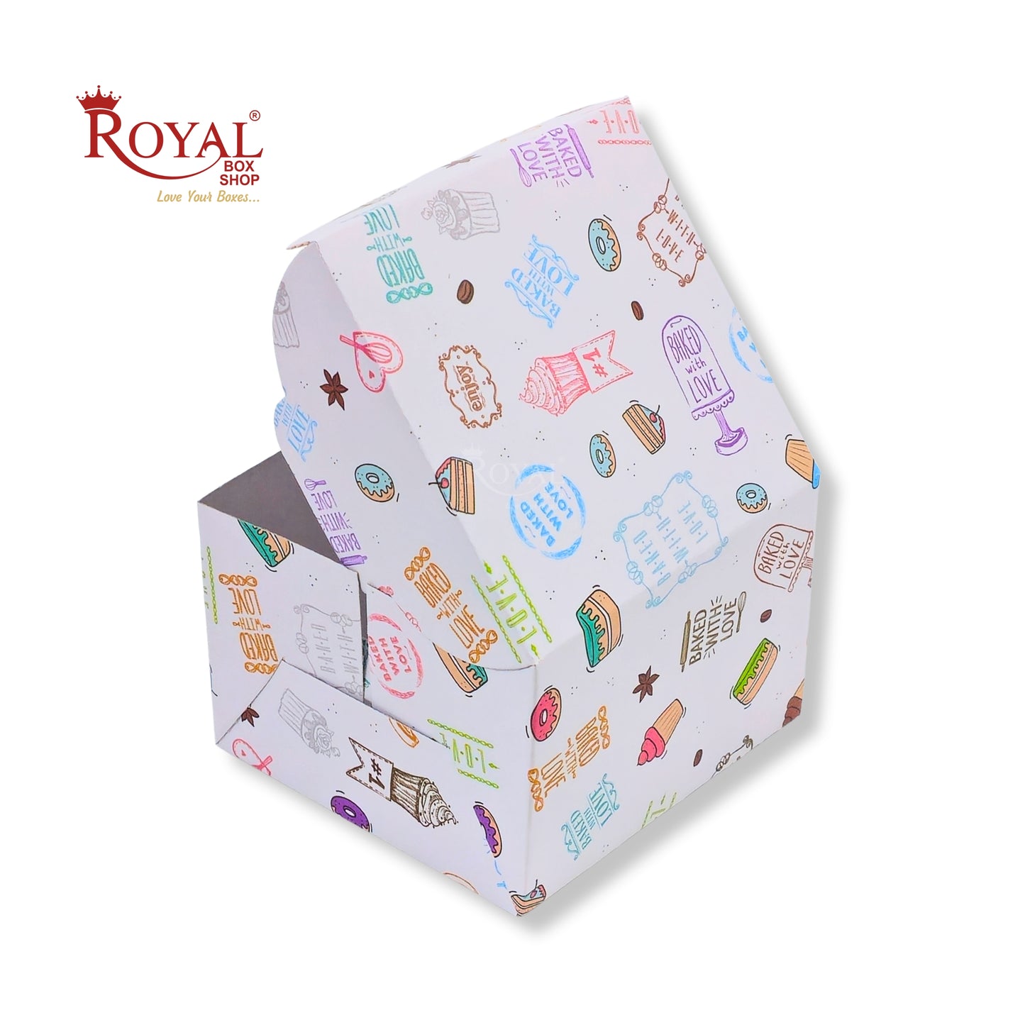 2 Pastry Box | 5.25x5x3.5 Inch | White with Floral Print | Mini Cake & Cookies Disposable Box | B2B