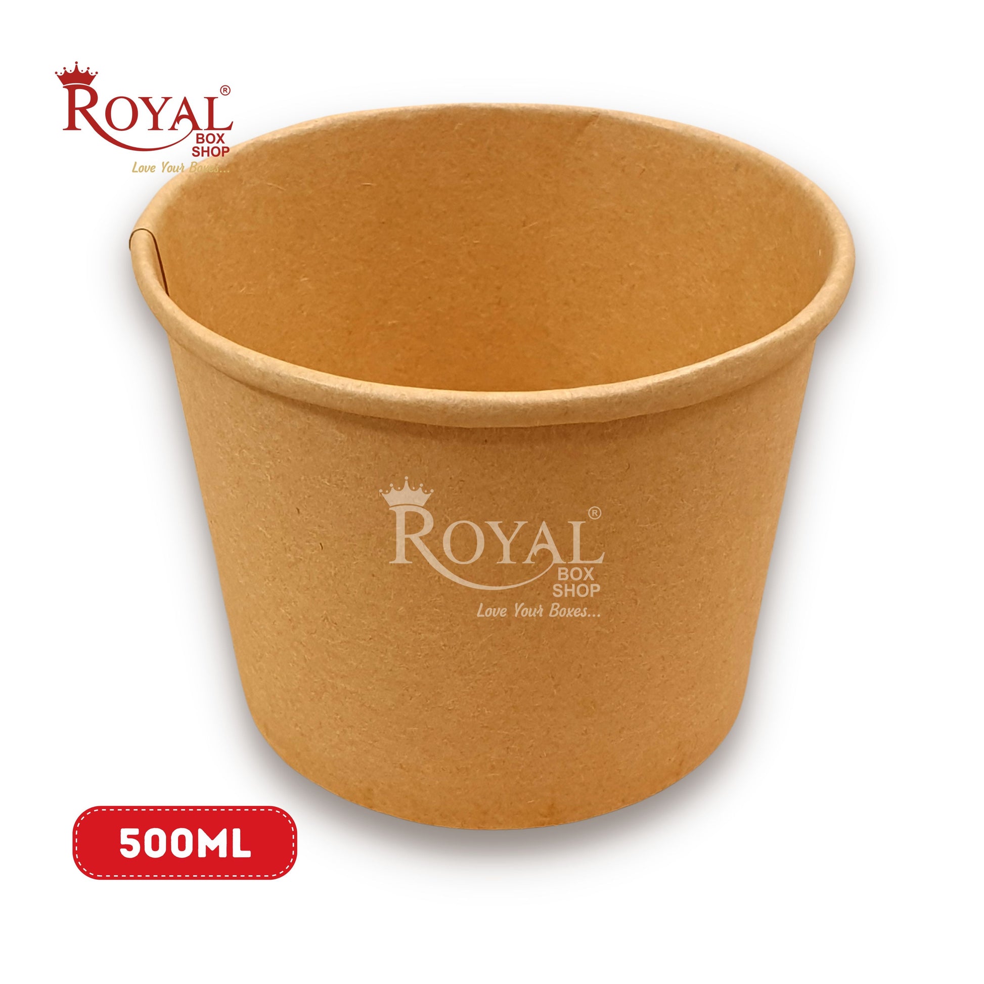 500 ML Round Food Containers Tub With Lids I Disposable & Biodegradable Paper I Kraft Brown Color I Food Storage Tub, Take Away Box Royal Box Shop