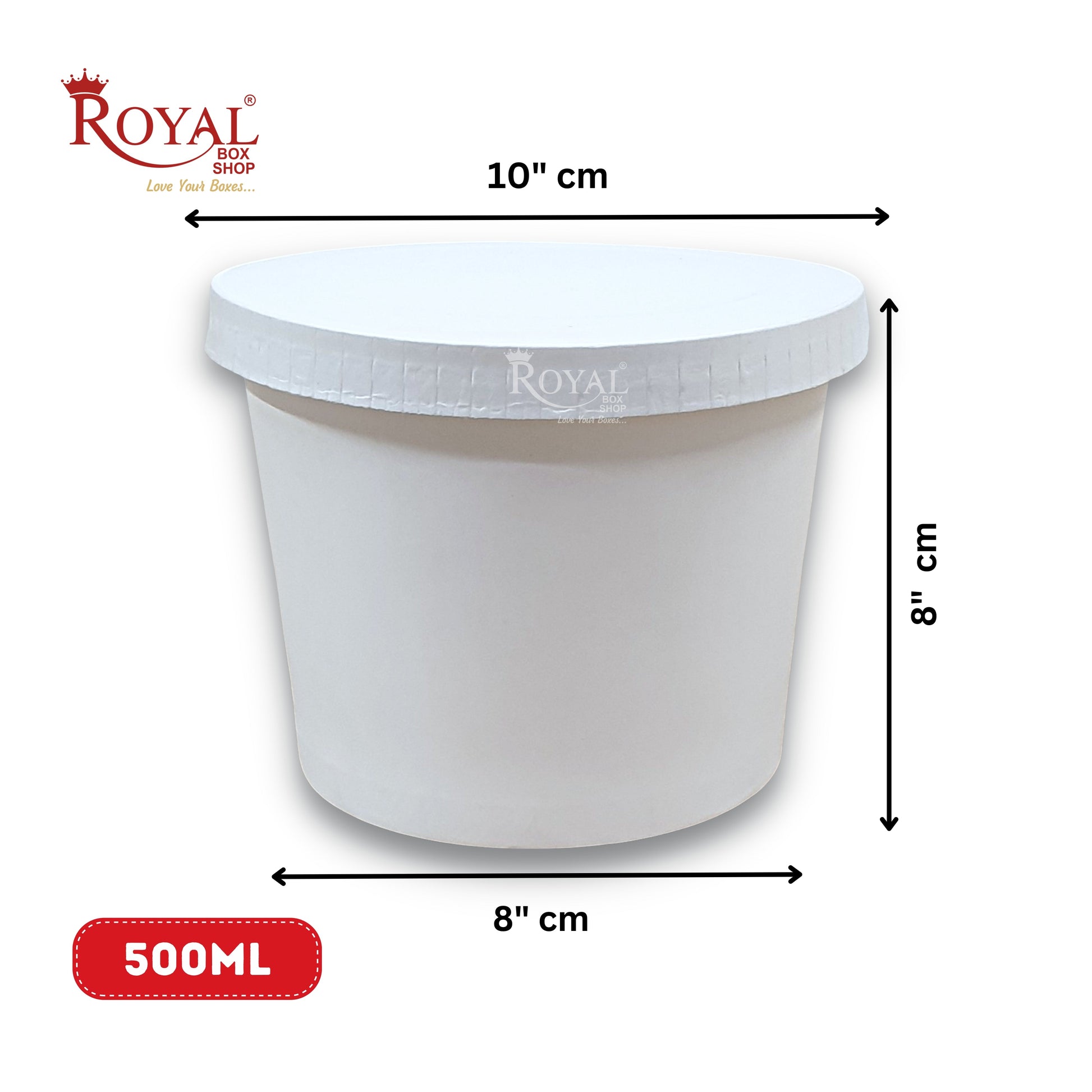 500 ML Round Food Containers Tub With Lids I Disposable & Biodegradable Paper I White Color I Food Storage Tub, Take Away Box Royal Box Shop