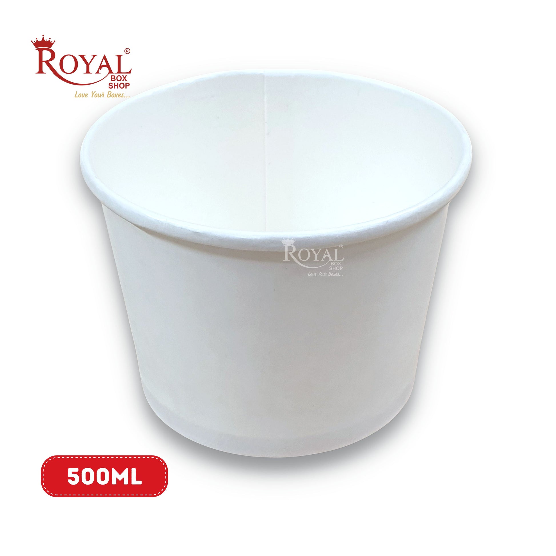 500 ML Round Food Containers Tub With Lids I Disposable & Biodegradable Paper I White Color I Food Storage Tub, Take Away Box Royal Box Shop