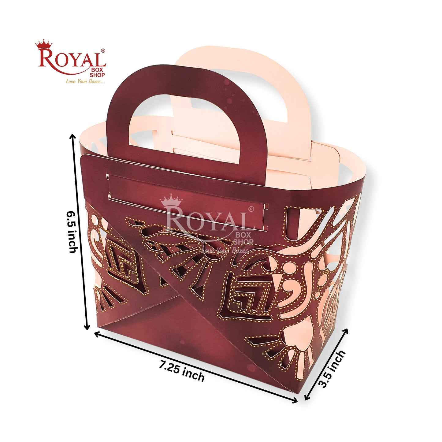 Royal 2 Jar Gift Hamper Bags I Laser Cut Gold Foiling I Red I Christmas Gifting, Wedding, Corporate, Birthday Return Gifting Hamper Bags