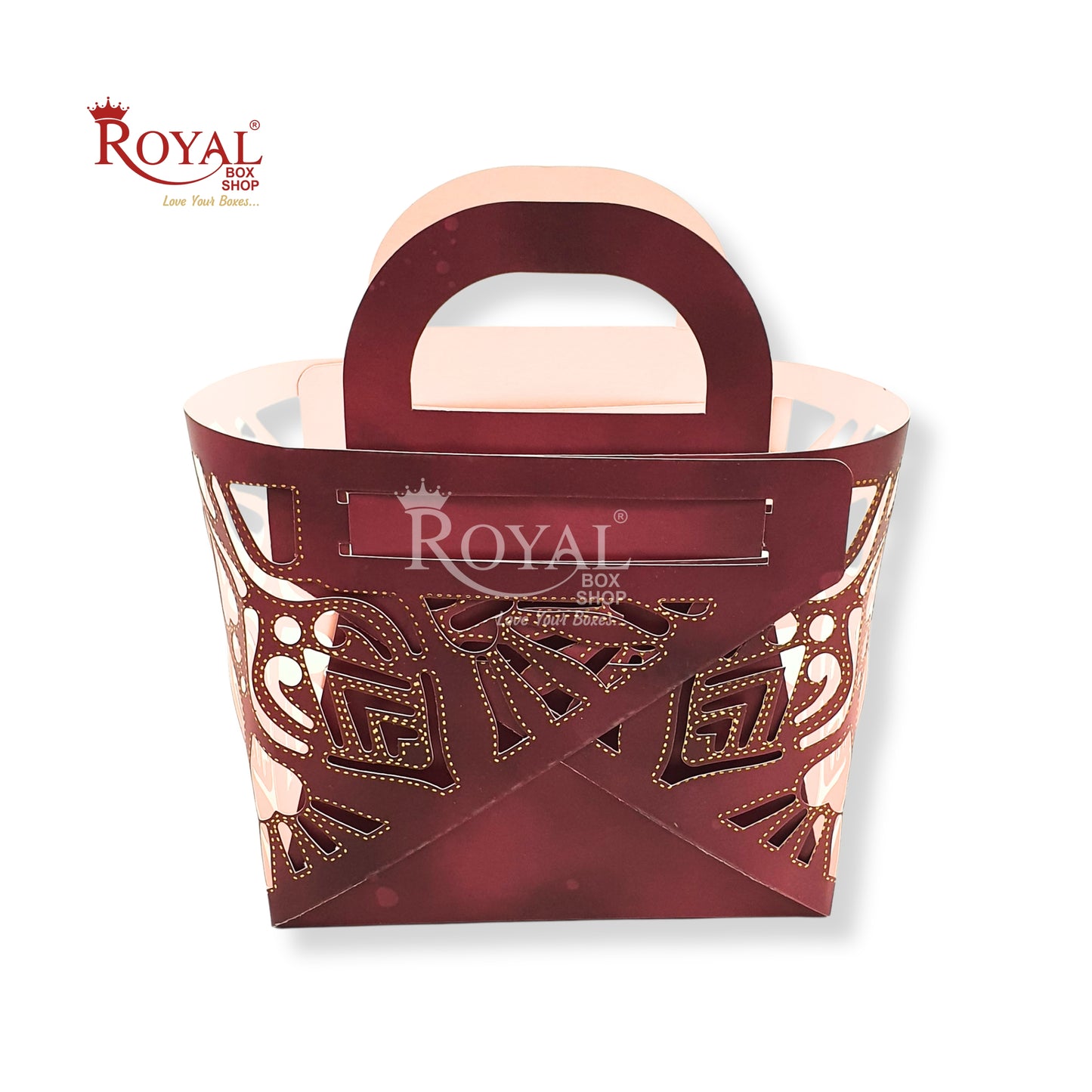 Royal 2 Jar Gift Hamper Bags I Laser Cut Gold Foiling I Red I Christmas Gifting, Wedding, Corporate, Birthday Return Gifting Hamper Bags
