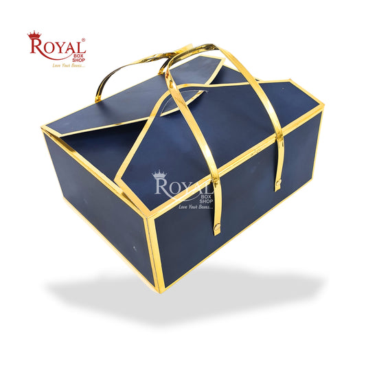 Premium Gift Hamper Bags I Gold Foiling 10x8x4.5 Inch I I Navy Blue I Occasion Gifting Hamper Bags