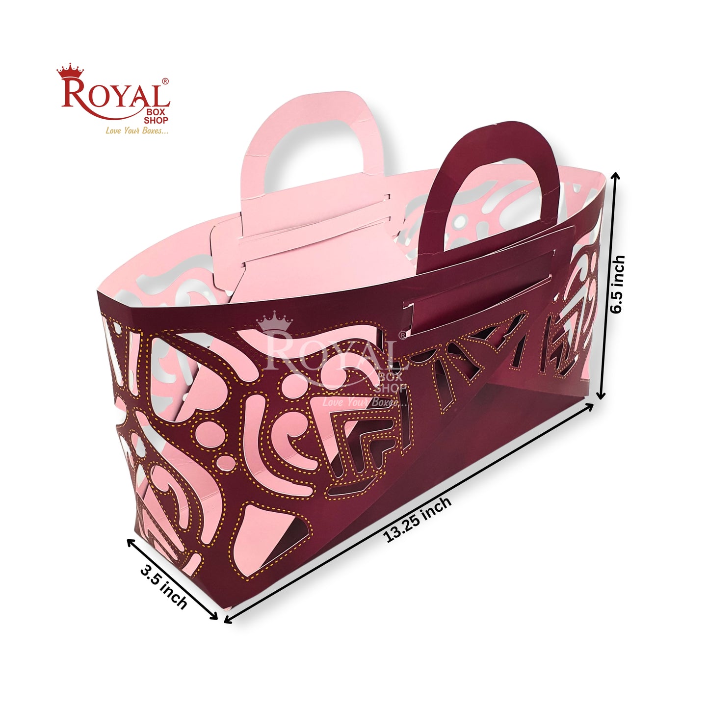 Royal 4 Jar Gift Hamper Bags I Laser Cut Gold Foiling I Red I Wedding, Corporate Birthday Return Gifting Hamper Bags