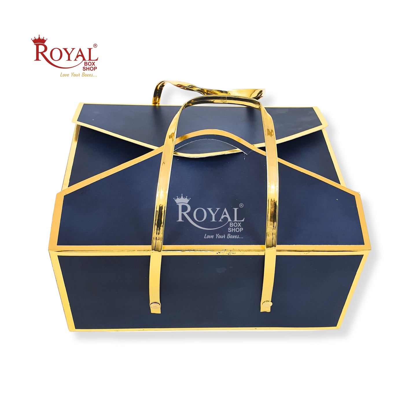 Premium Gift Hamper Bags I Gold Foiling 10x8x4.5 Inch I I Navy Blue I Occasion Gifting Hamper Bags