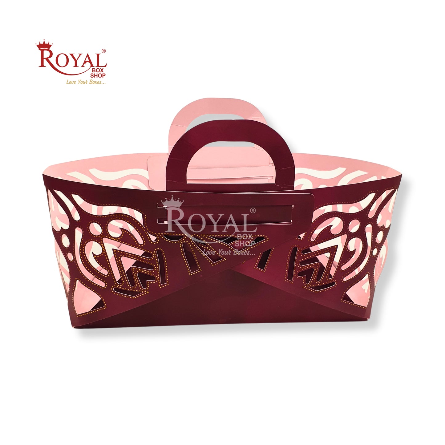 Royal 4 Jar Gift Hamper Bags I Laser Cut Gold Foiling I Red I Wedding, Corporate Birthday Return Gifting Hamper Bags