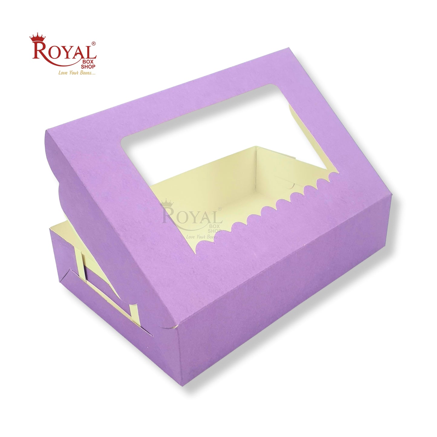 6pc Brownie Window Box | Purple Color | 9x6x1.75" Inches | B2B