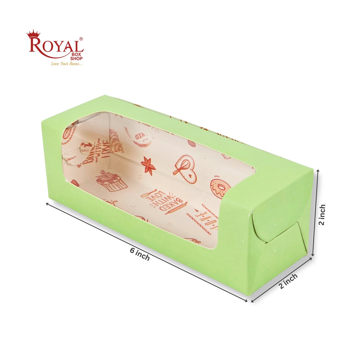 6pc Macarons Box | 6x2x2 Inch | Green