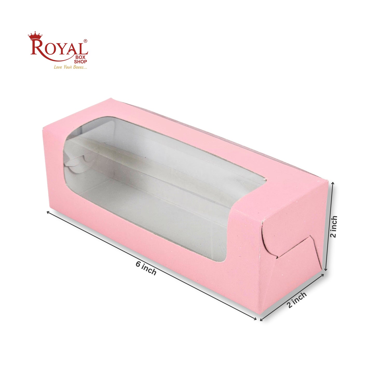 6pc Macarons Box | 6x2x2 Inch | Pink