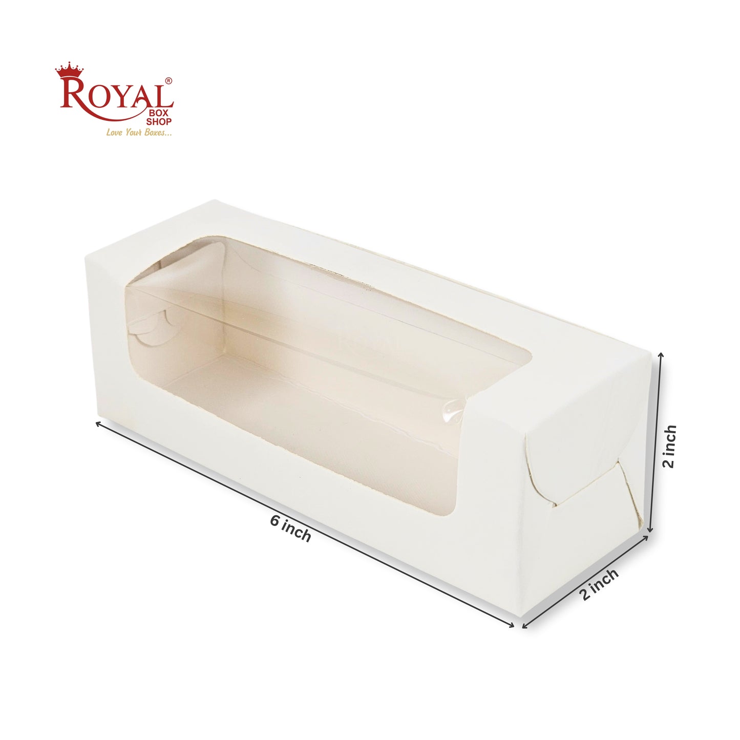 6pc Macarons Box | 6x2x2 Inch | White