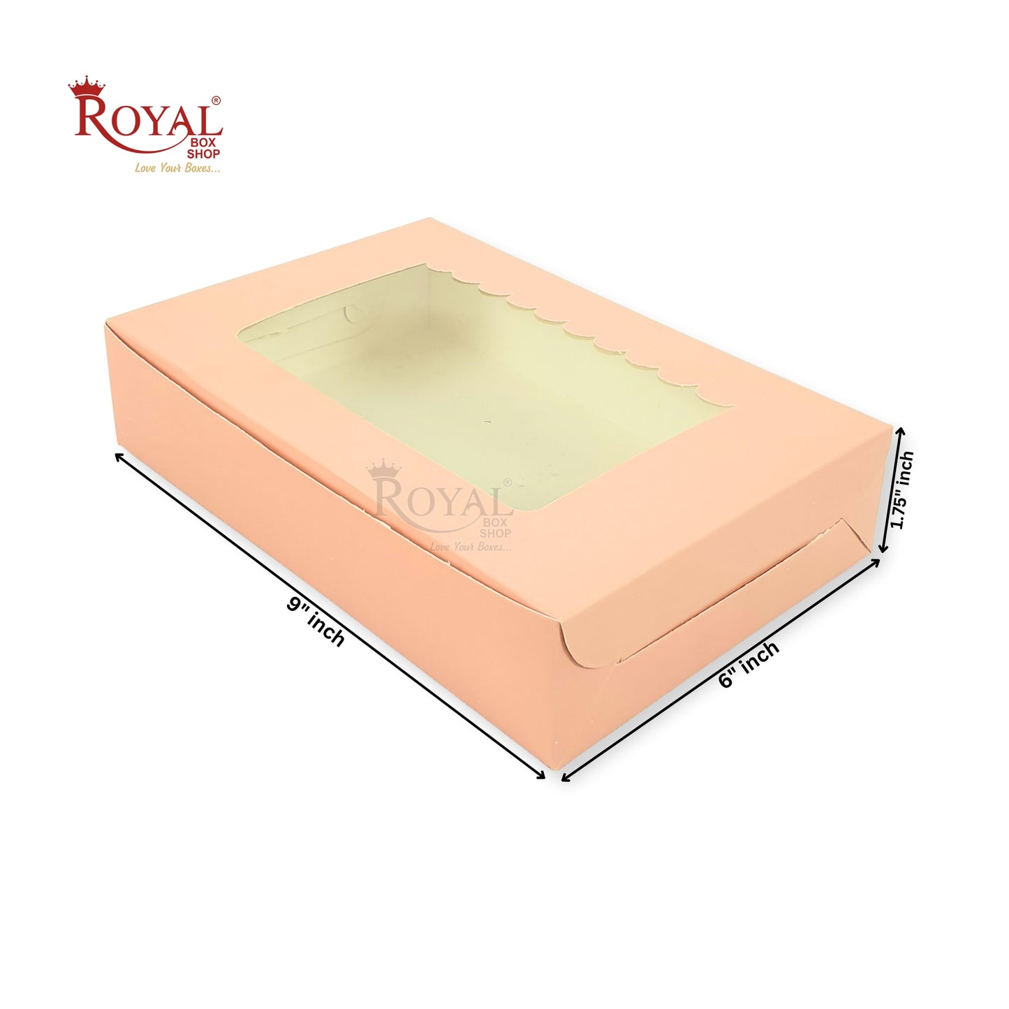 6pc Brownie Window Box | Pink Color | 9x6x1.75" Inches | B2B