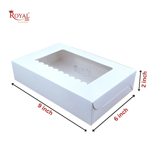 6pc Brownie Window Box I White Color I 9"x6"x2" inches Royal Box Shop