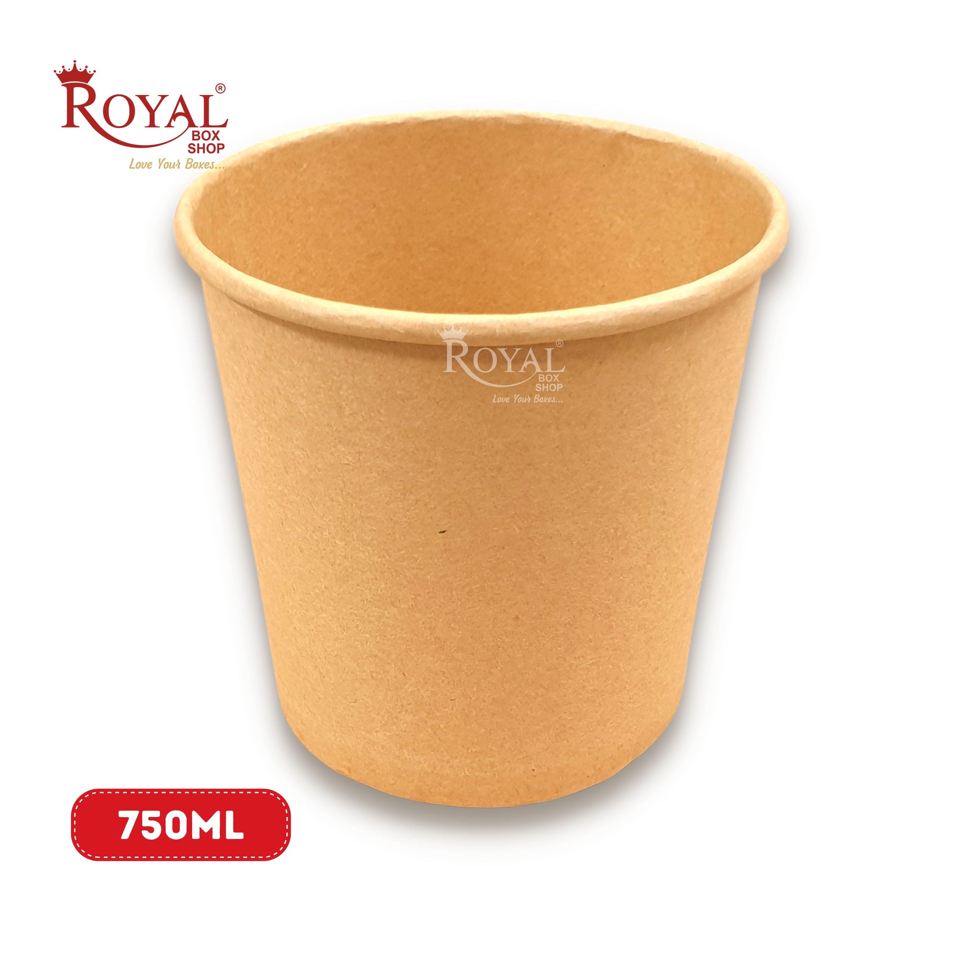 750 ML Round Food Containers Tub With Lids I Disposable & Biodegradable Paper I Kraft Brown Color I Food Storage Tub, Take Away Box Royal Box Shop