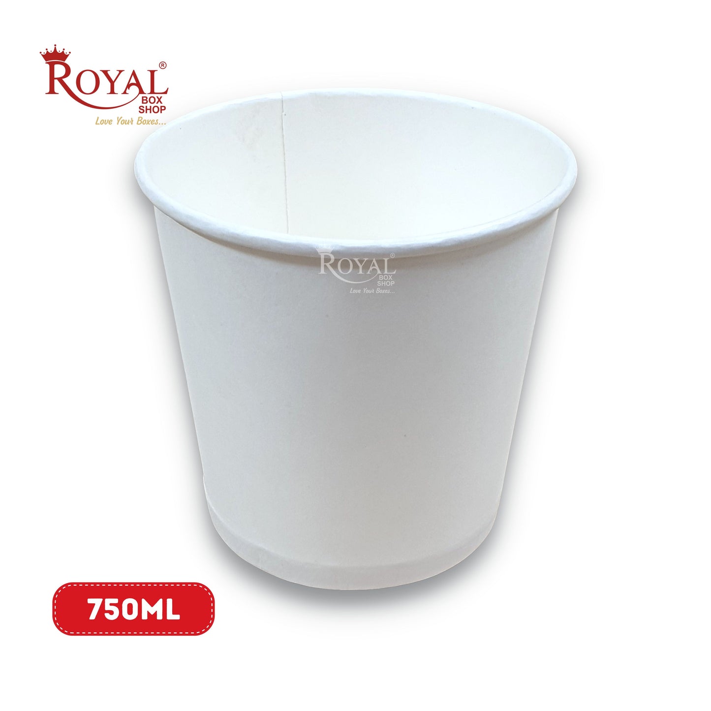 750 ML Round Food Containers Tub With Lids I Disposable & Biodegradable Paper I White Color I Food Storage Tub, Take Away Box Royal Box Shop