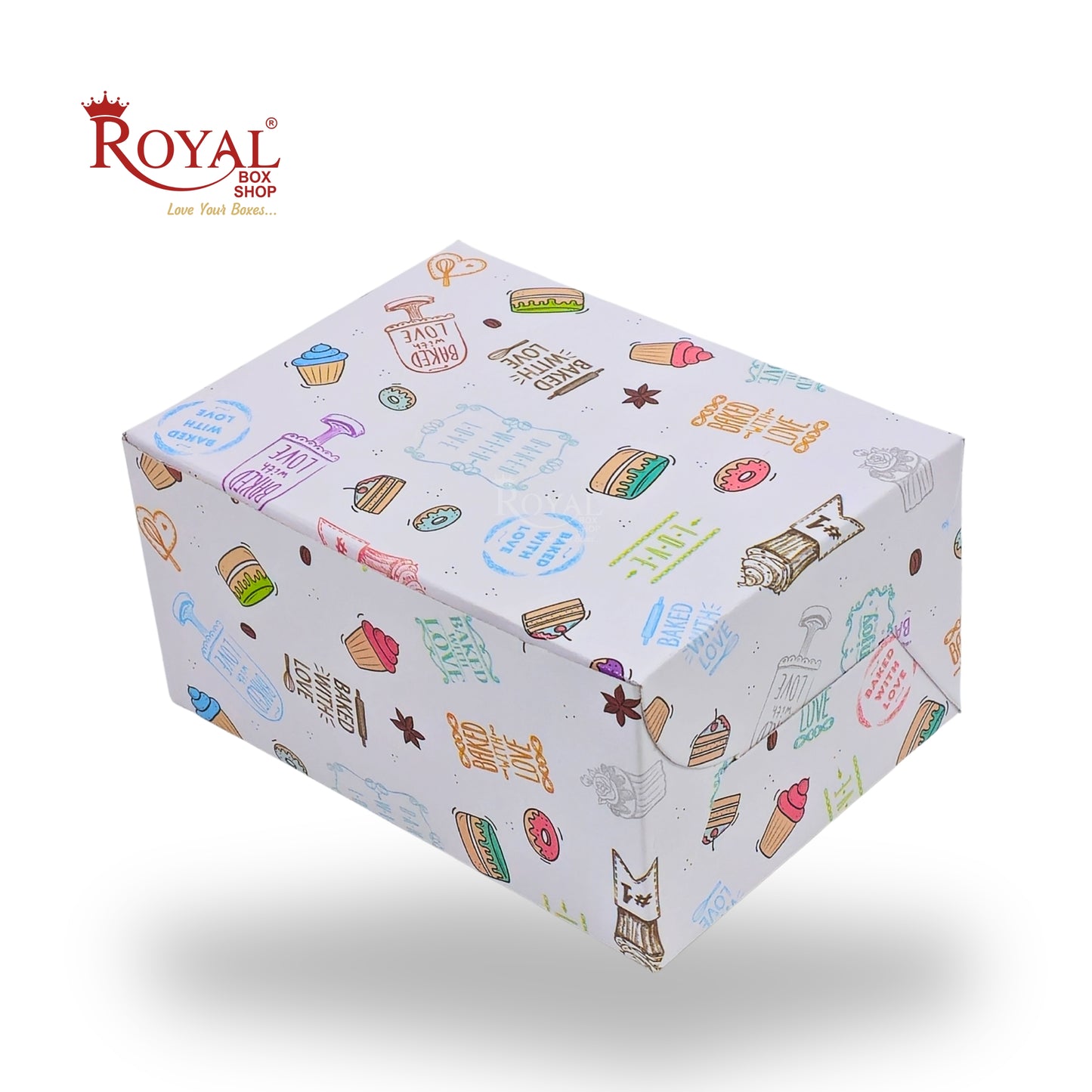 4 Pastry Box | 7x5x3.5 Inch | White with Floral Print | Mini Cake & Cookies Disposable Box | B2B