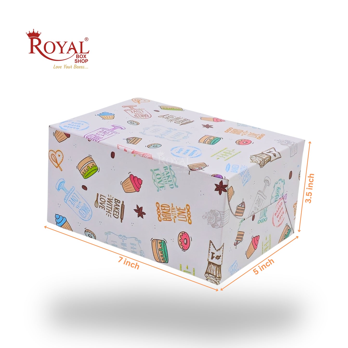 4 Pastry Box | 7x5x3.5 Inch | White with Floral Print | Mini Cake & Cookies Disposable Box | B2B