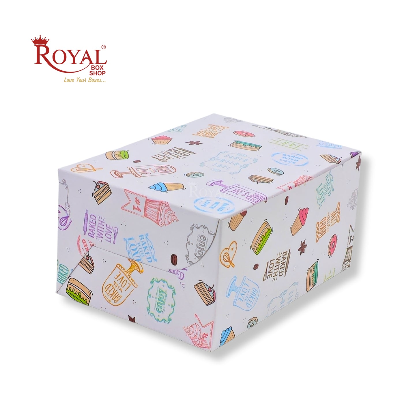 4 Pastry Box | 7x5x3.5 Inch | White with Floral Print | Mini Cake & Cookies Disposable Box | B2B