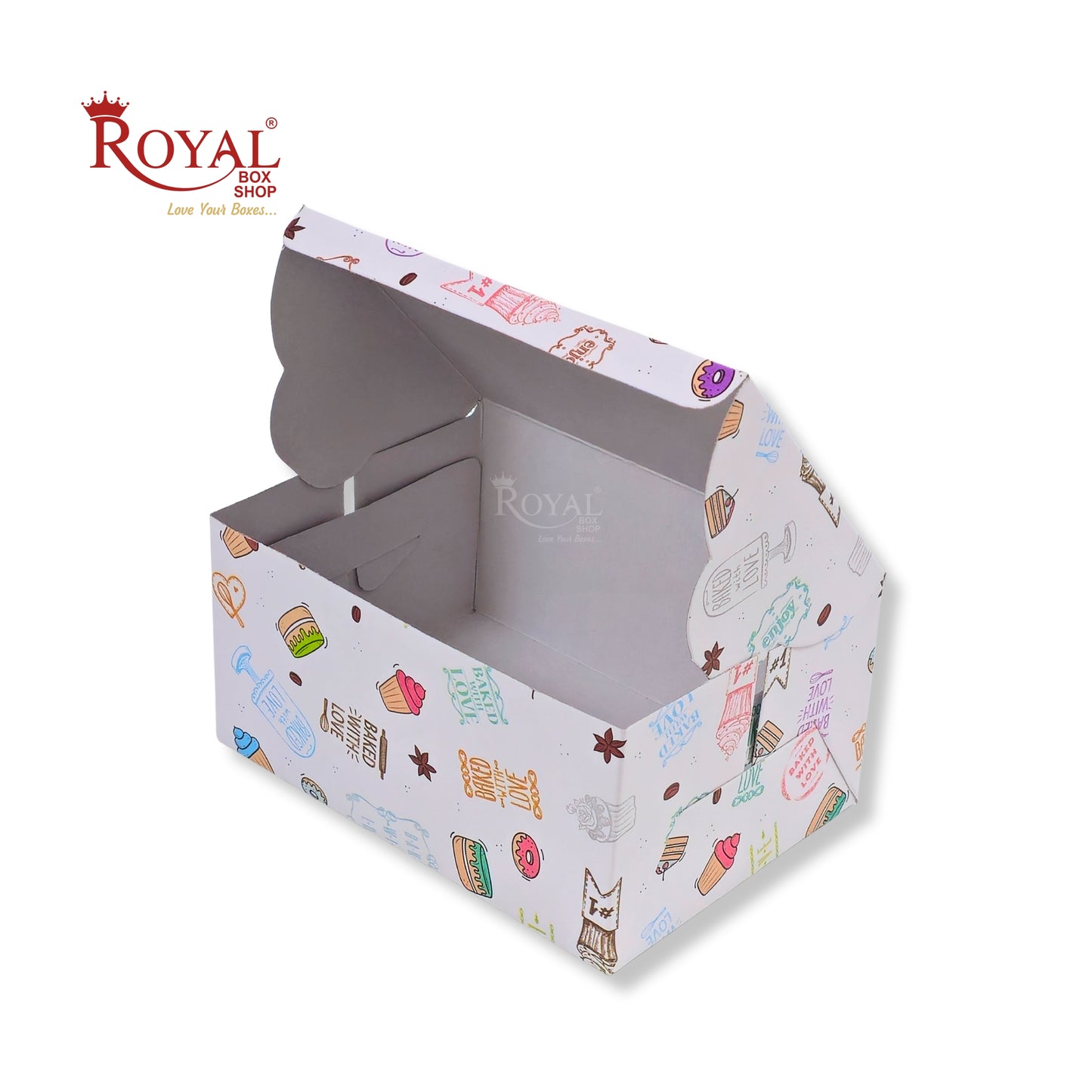 4 Pastry Box | 7x5x3.5 Inch | White with Floral Print | Mini Cake & Cookies Disposable Box | B2B