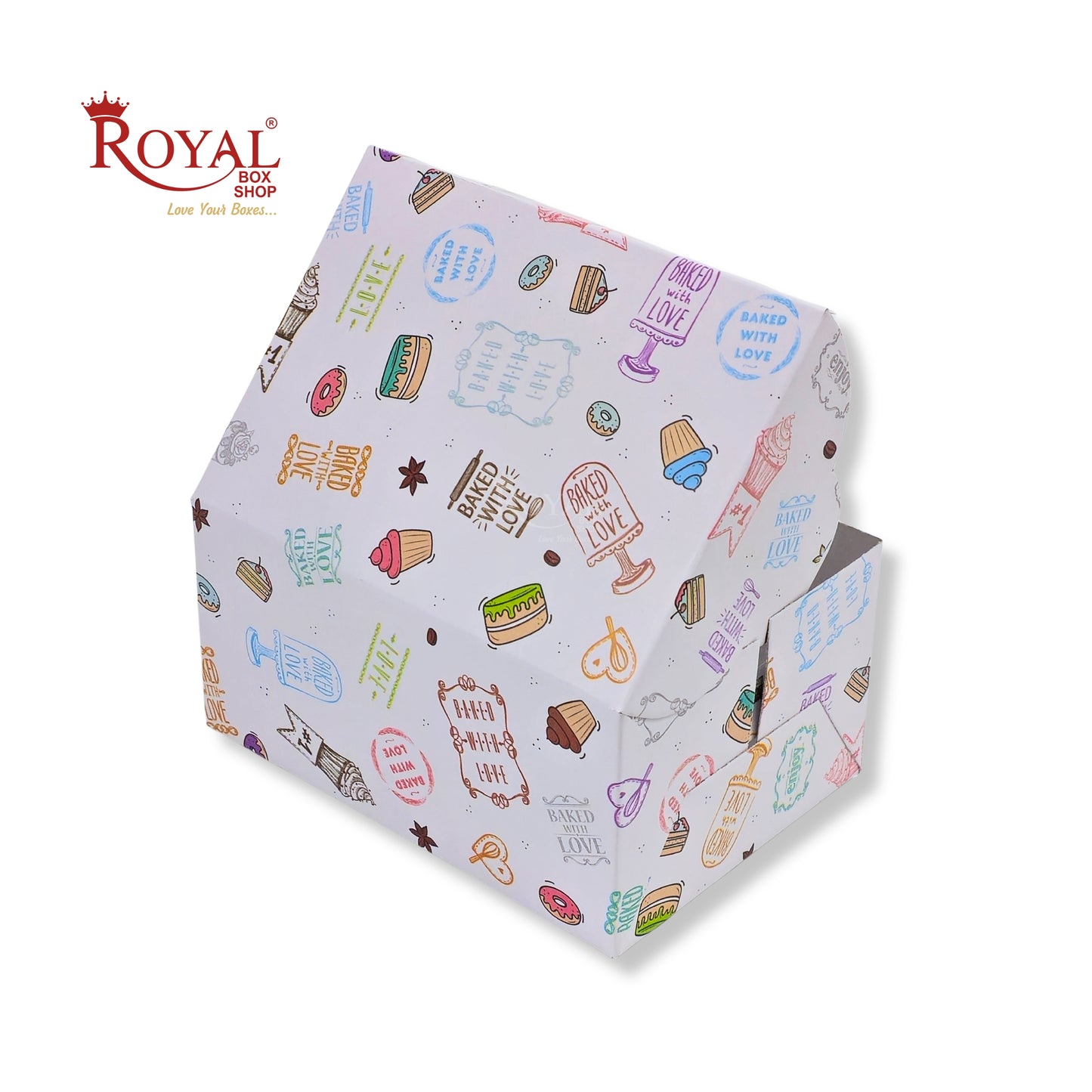 4 Pastry Box | 7x5x3.5 Inch | White with Floral Print | Mini Cake & Cookies Disposable Box | B2B
