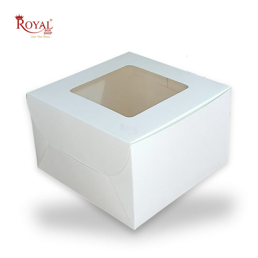 RoyalBoxShop® Cake Box With Window | 7x7x5 Inch | White | Cake Box