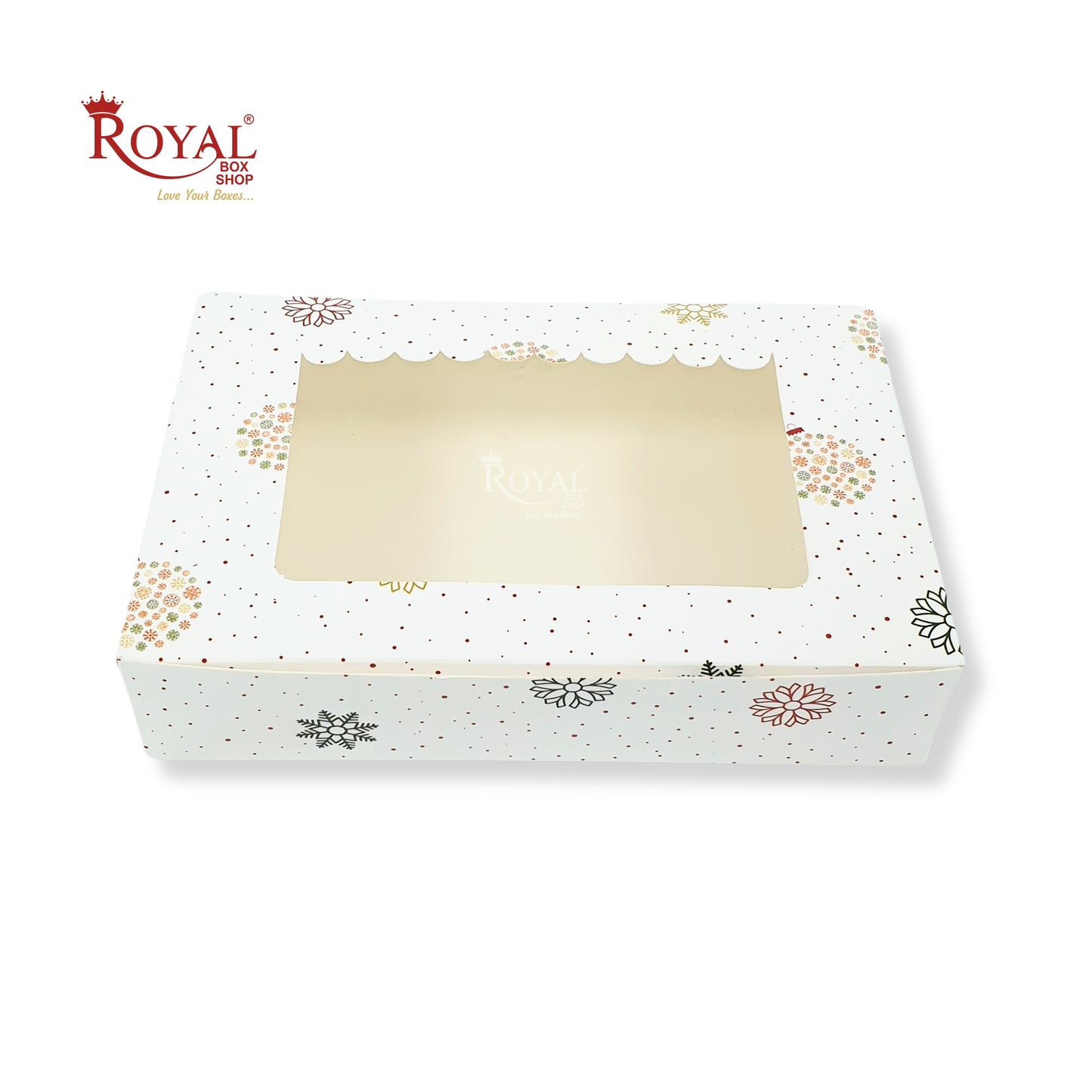 Christmas Theme 6pc Brownie Window Box I 9x6x2 Inches I White I Perfect for Brownies, Cookies, Candy & Chocolates